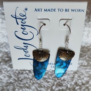 Jody Coyote Blue and Copper Earrings With Sterling Silver Earwire Hypoallergenic